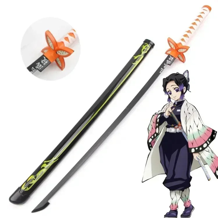 Real Size Demon Slayer Katana Anime Kimetsu No Yaiba Mitsuri Cosplay Prop Ninja Knife Japanese Samurai Sword Weapon Kid Toy Gift