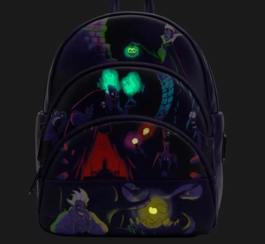 LoungeFly Disney Villains Glow in the Dark Mini Backpack