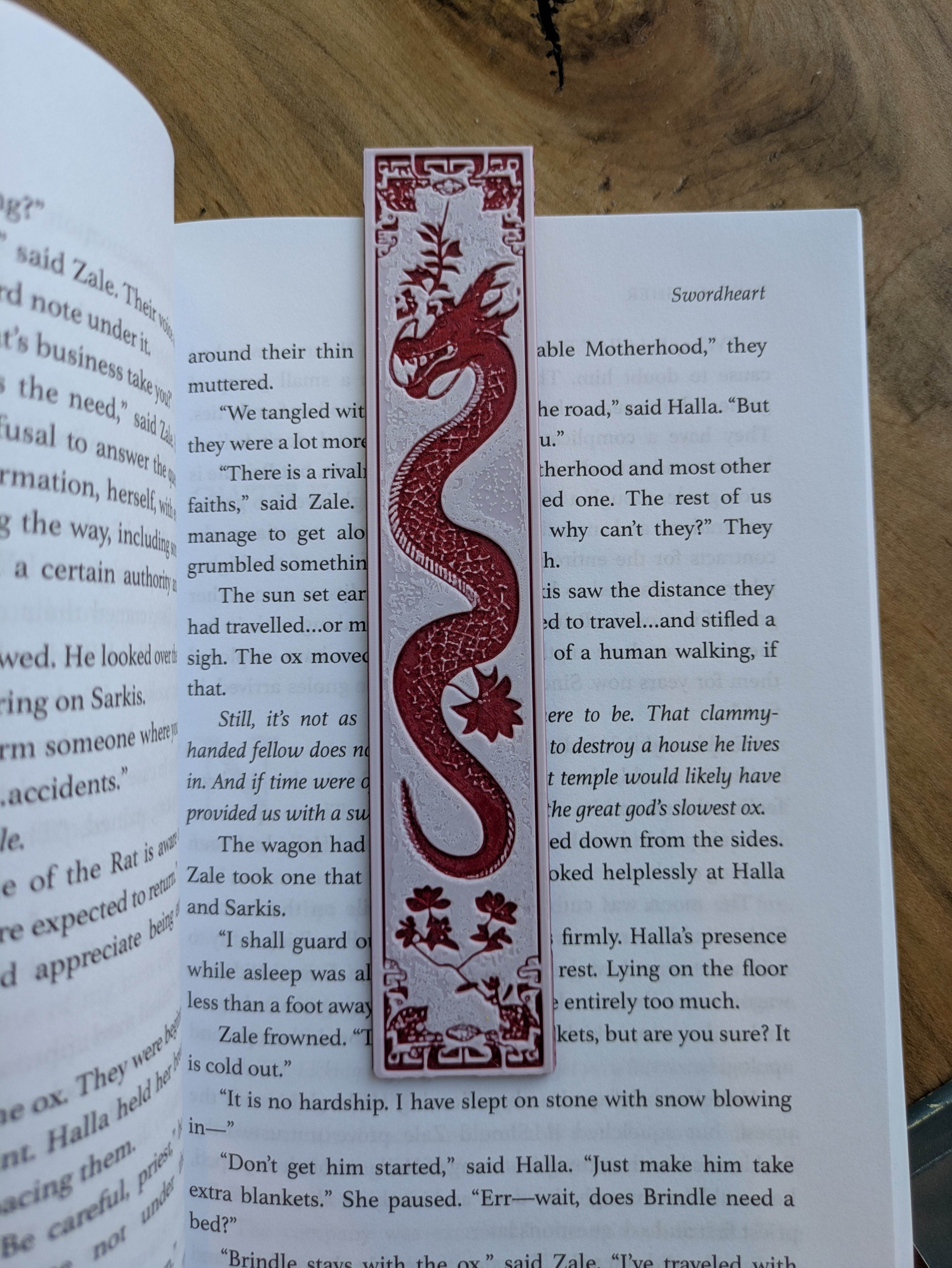 Red Dragon & Floral Pattern Bookmark Set – Artistic and Intricate Book Lovers’ Gift - Red Dragon