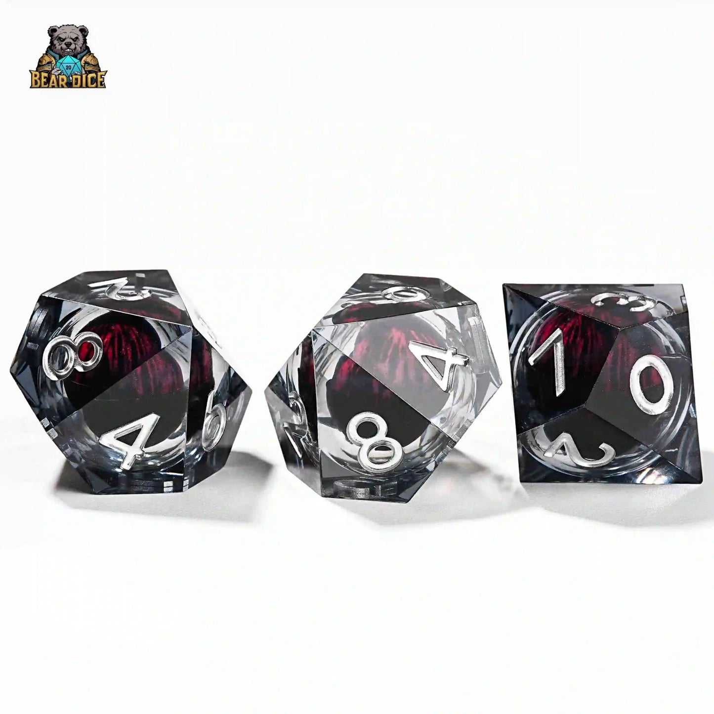 Red Eye Spirit Liquid Lock Black Crystal D10 Dice-Resin 10 Siede Dice