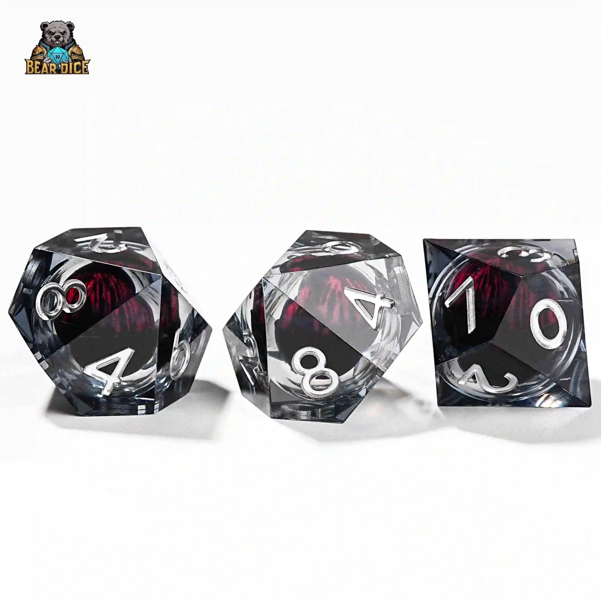 Red Eye Spirit Liquid Lock Black Crystal D10 Dice-Resin 10 Siede Dice