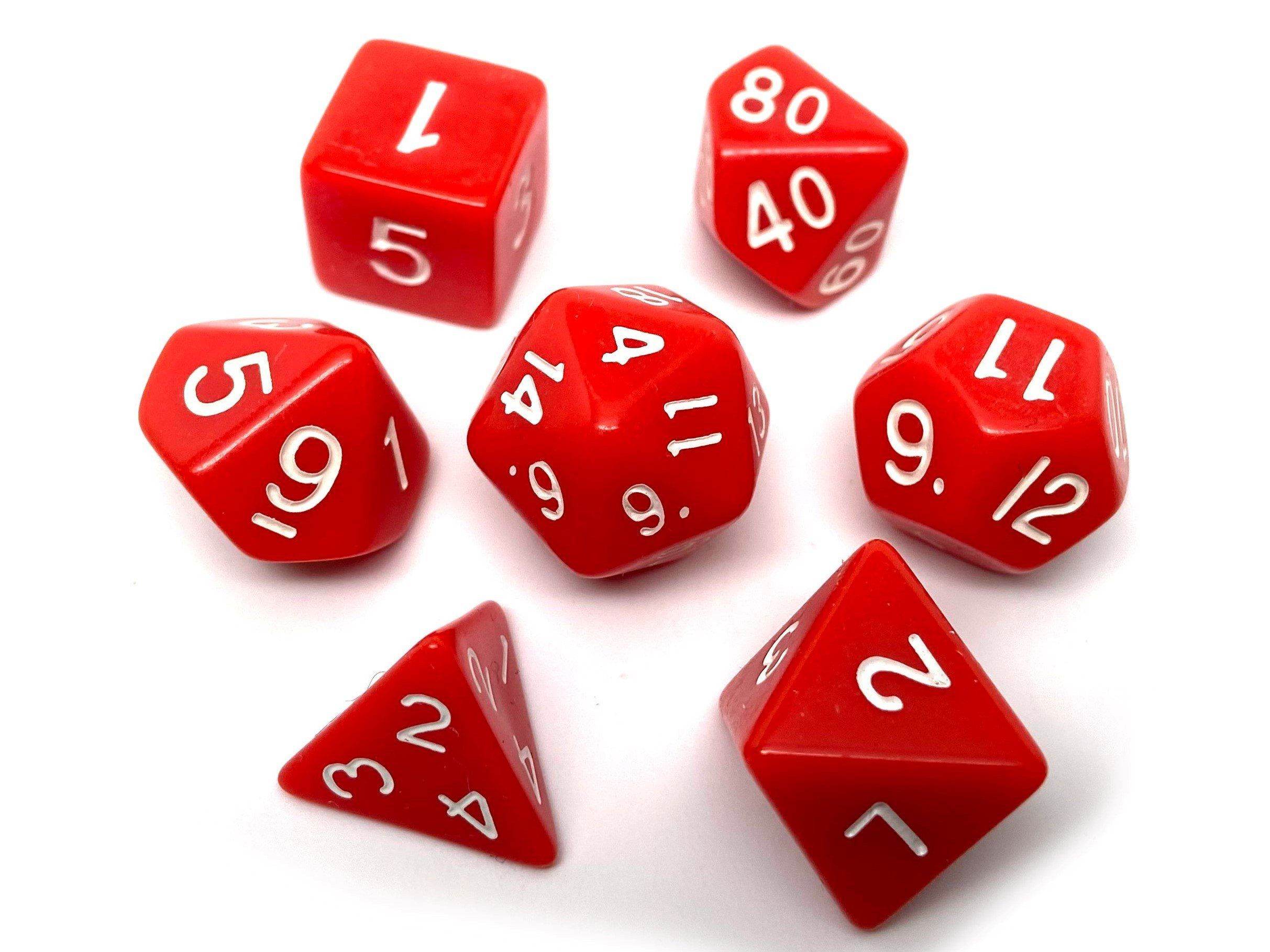 Red Opaque Dice - 7 Piece Set - 
