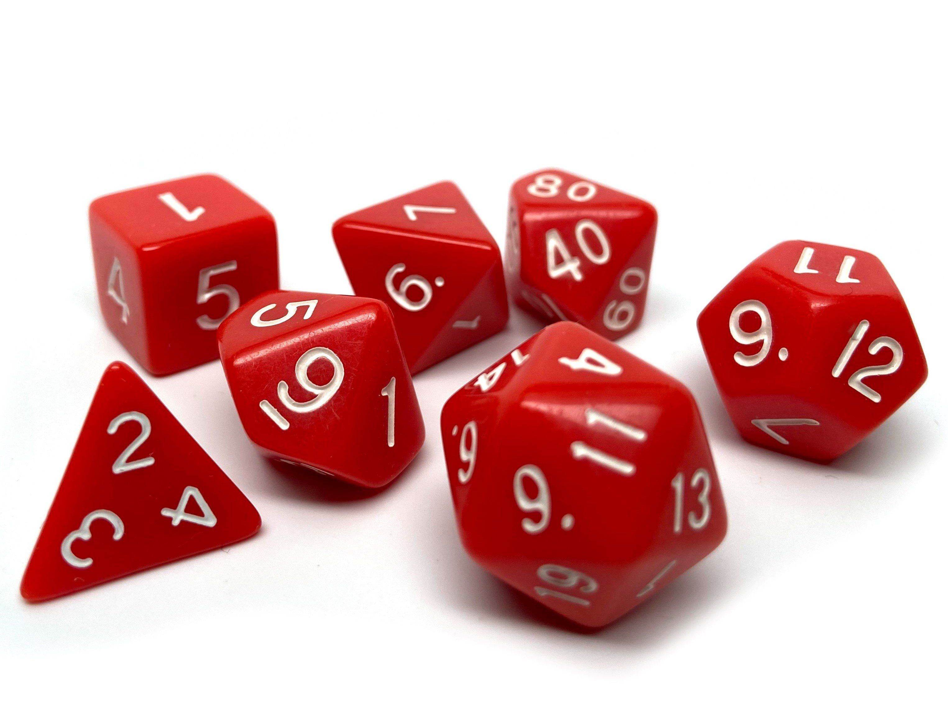 Red Opaque Dice - 7 Piece Set - 