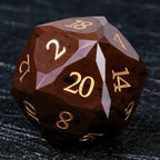 Reddish-brown Natural Gemstone DND Dice Set | Diamond Cut Gold Font RPG Dice