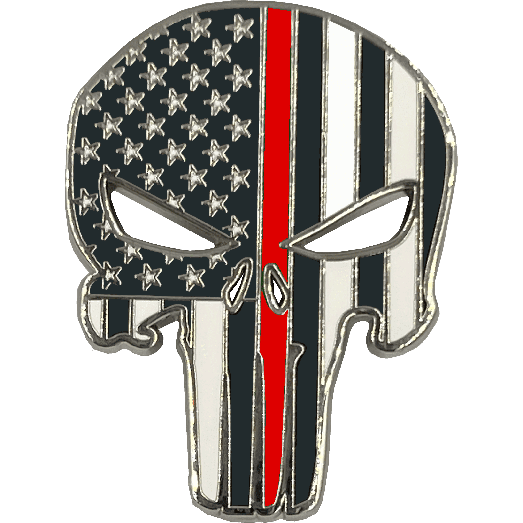 PBX-003-B Thin Red Line American Flag Pin Fire Fighter Fire Department with die-cut eyes fireman and dual pin posts and deluxe locking clasps - 