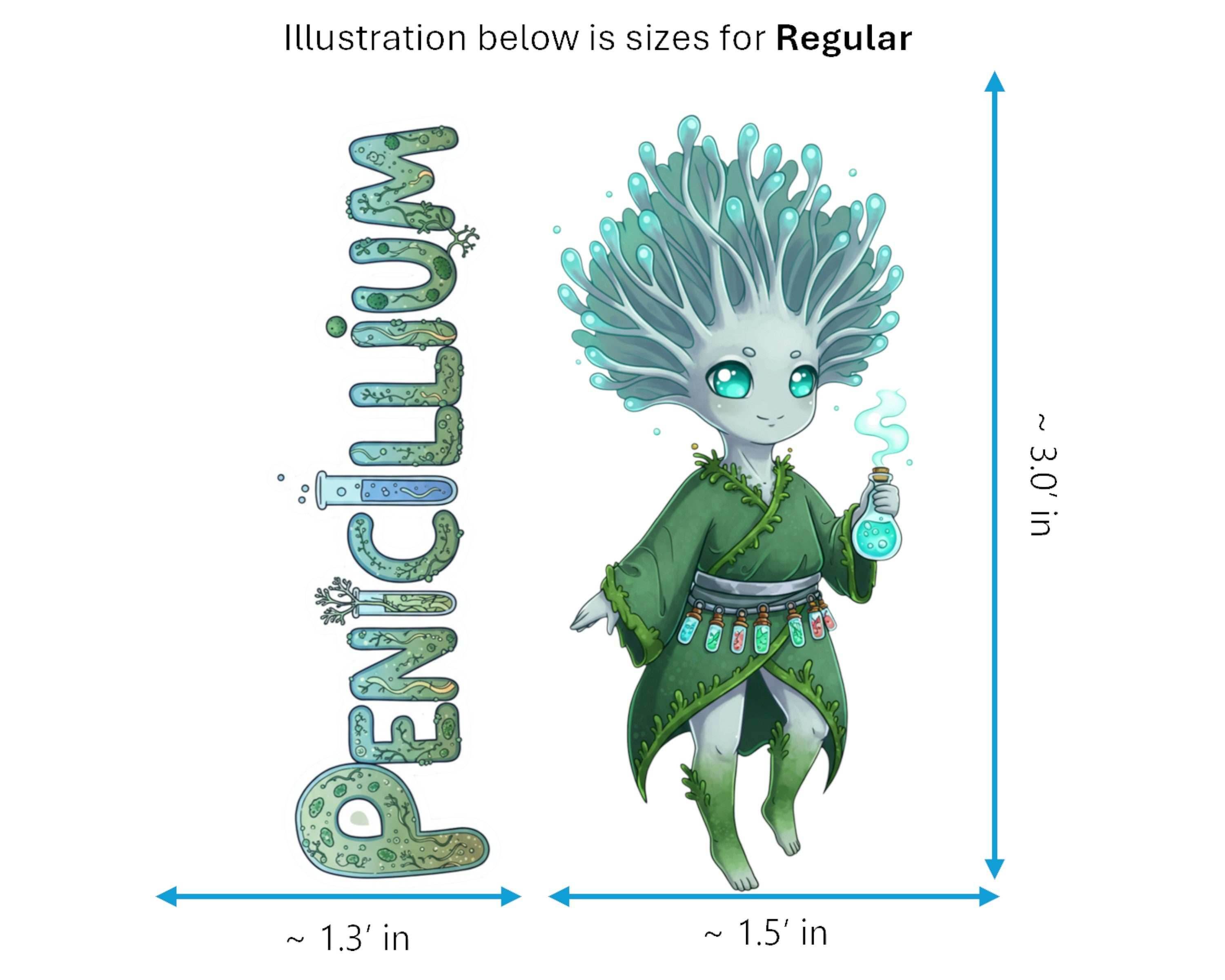 Penicillium Sticker and Magnet - Tiny Alchemist Fungikins™ – Scientific Mold Art | Waterproof & UV-Proof - Sticker / Regular