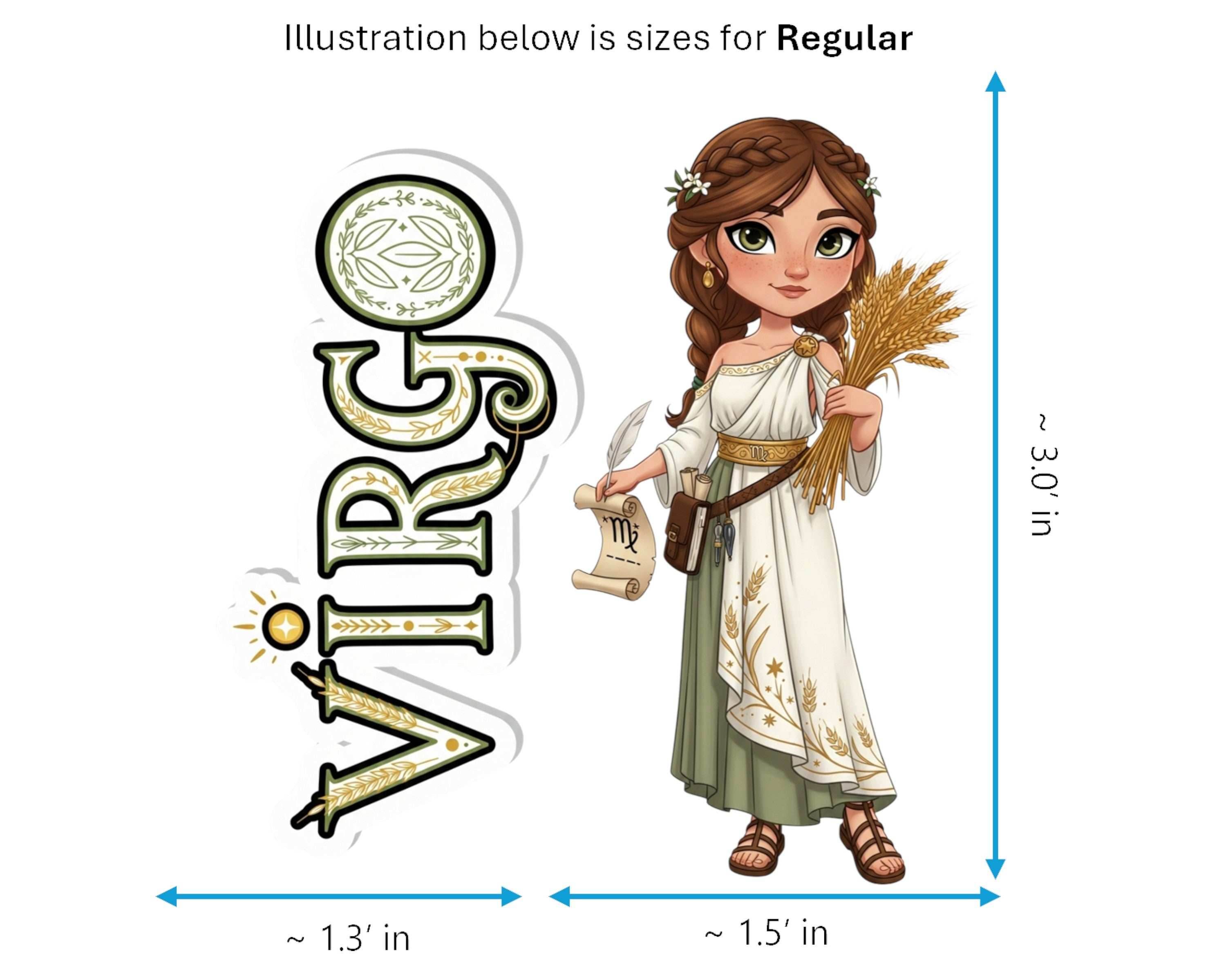 Virgo Sticker and Magnet - the Harvest Maiden Horoskins™ – Zodiac Earth Sign | Waterproof & UV-Proof - Sticker / Regular