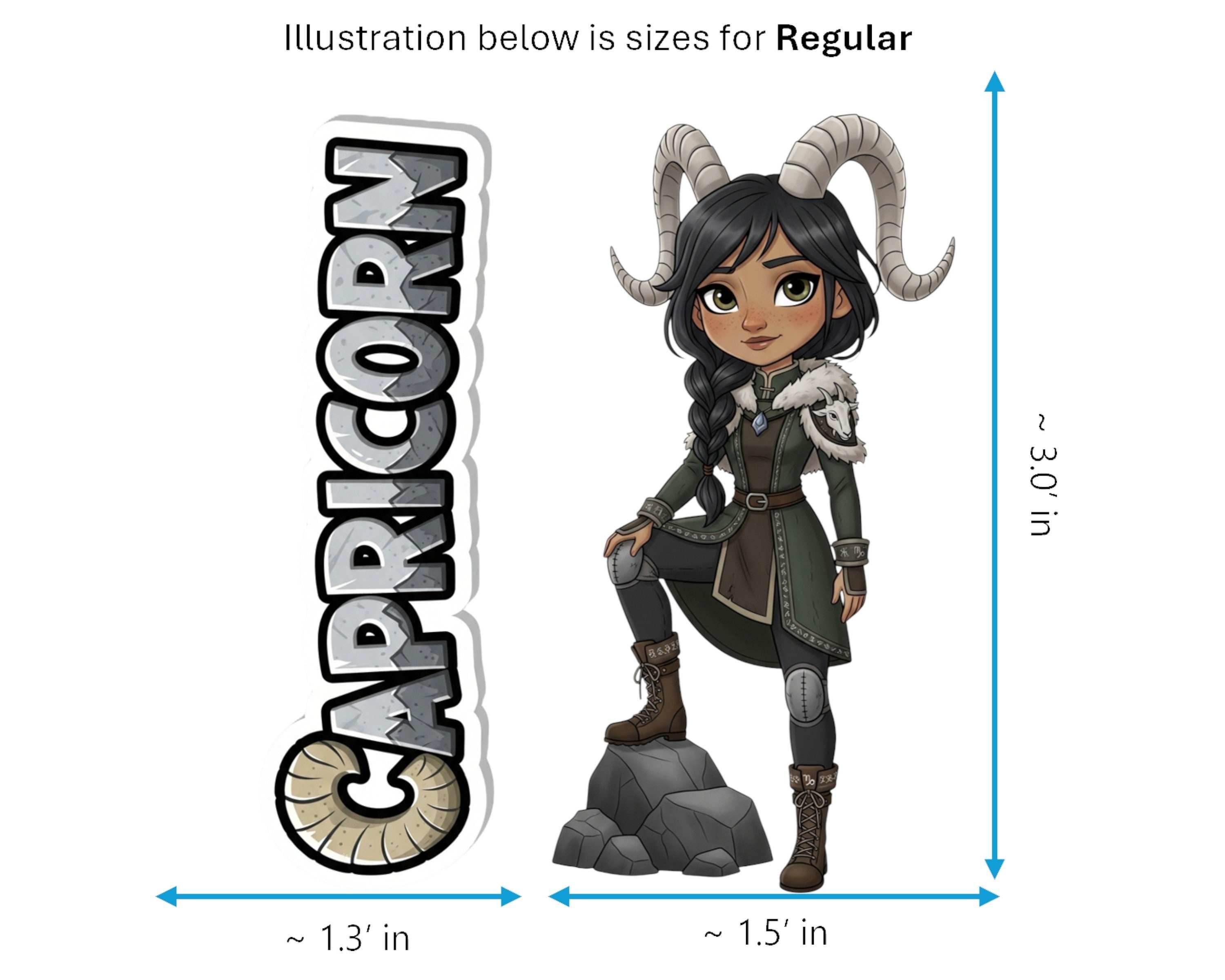 Capricorn Sticker and Magnet - Mountain Climber Horoskins™ – Zodiac Earth Sign | Waterproof & UV-Proof - Sticker / Regular