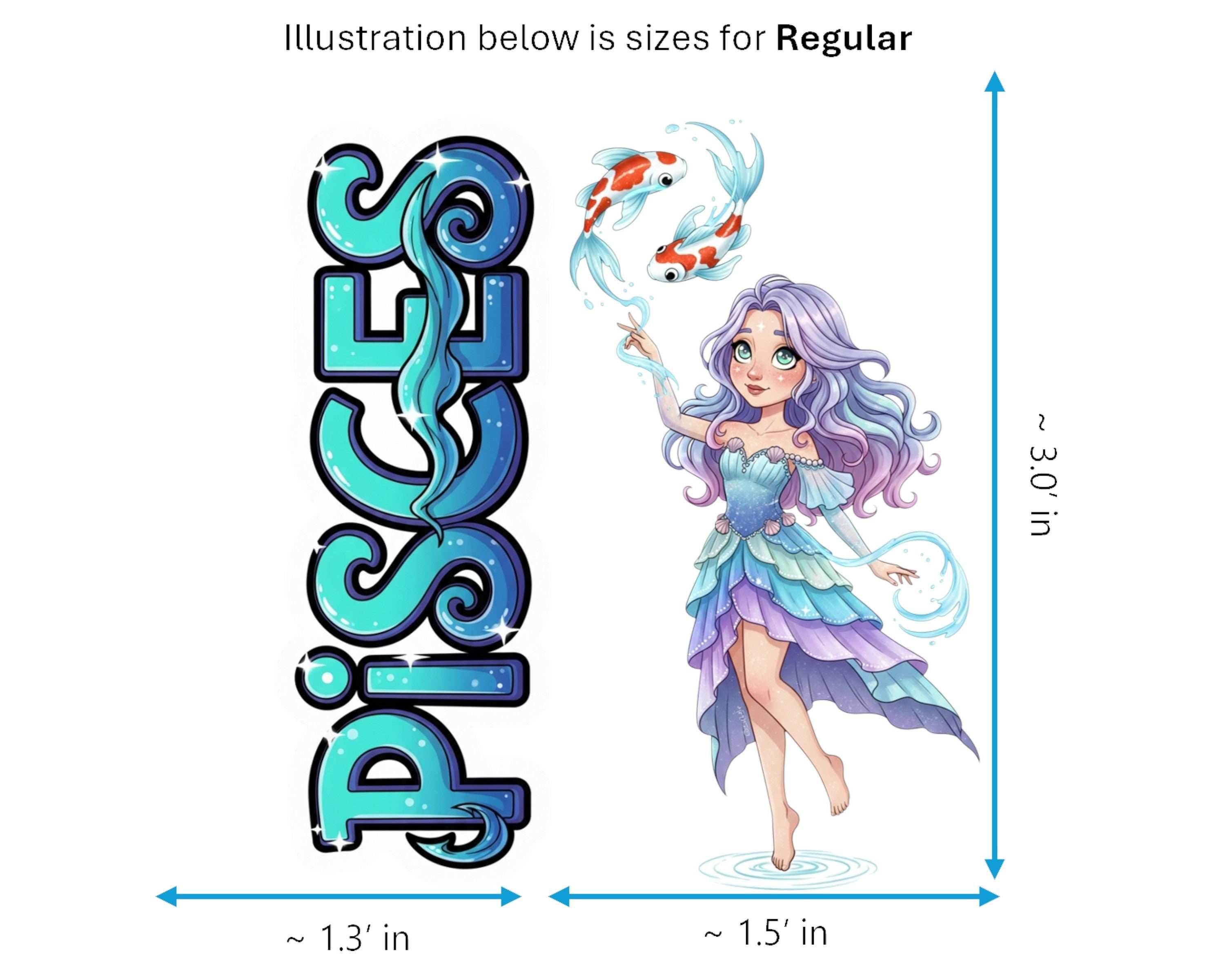 Pisces Sticker and Magnet - the Celestial Fish Horoskins™ – Zodiac Water Sign | Waterproof & UV-Proof - Sticker / Regular