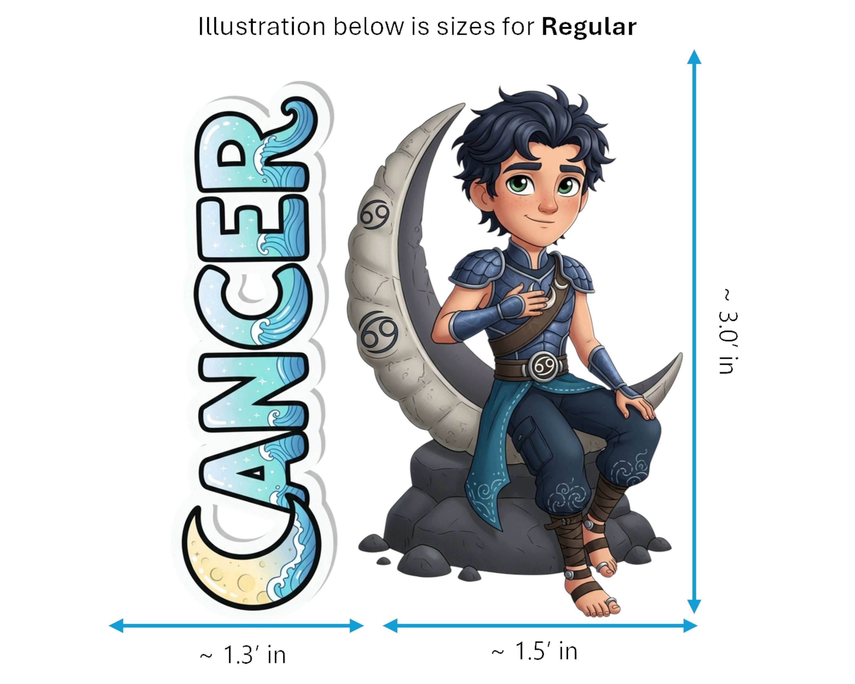 Cancer Sticker and Magnet - the Moon Child Horoskins™ – Zodiac Water Sign | Waterproof & UV-Proof - Sticker / Regular