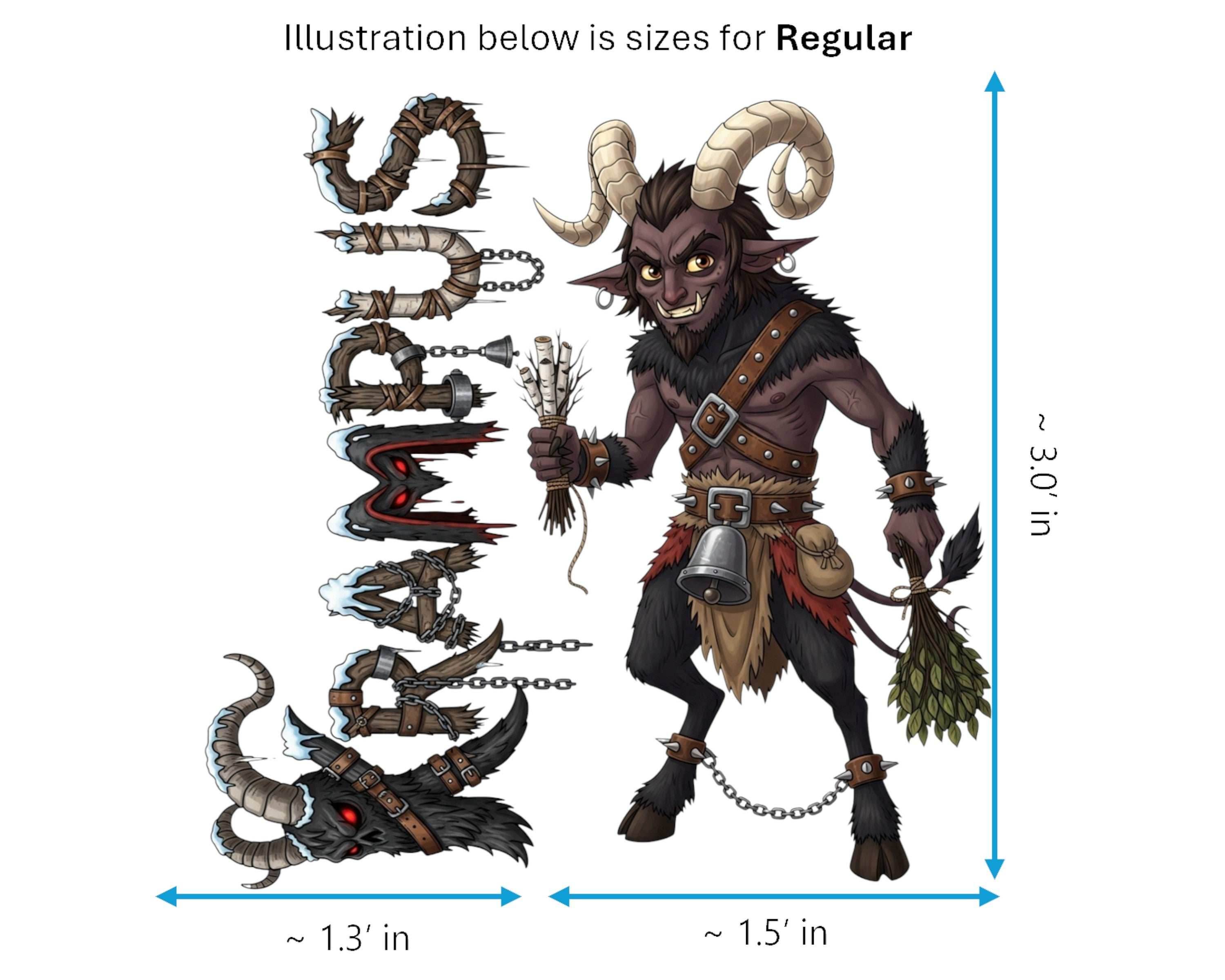 Krampus Sticker and Magnet - Shadow of Saint Nicholas Mythkins™ – Christmas Folklore Demon | Waterproof & UV-Proof - Sticker / Regular
