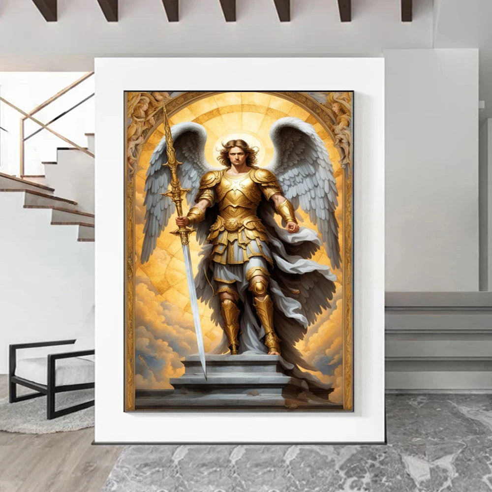 Renaissance Angels Poster Prints For Gallery Living Room Home Decor Archangel Michael With A Sword Canvas Painting Wall Art