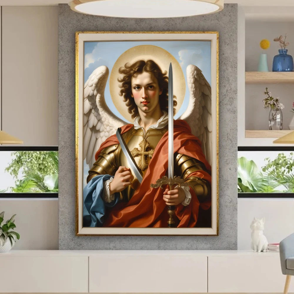 Renaissance Angels Poster Prints For Gallery Living Room Home Decor Archangel Michael With A Sword Canvas Painting Wall Art