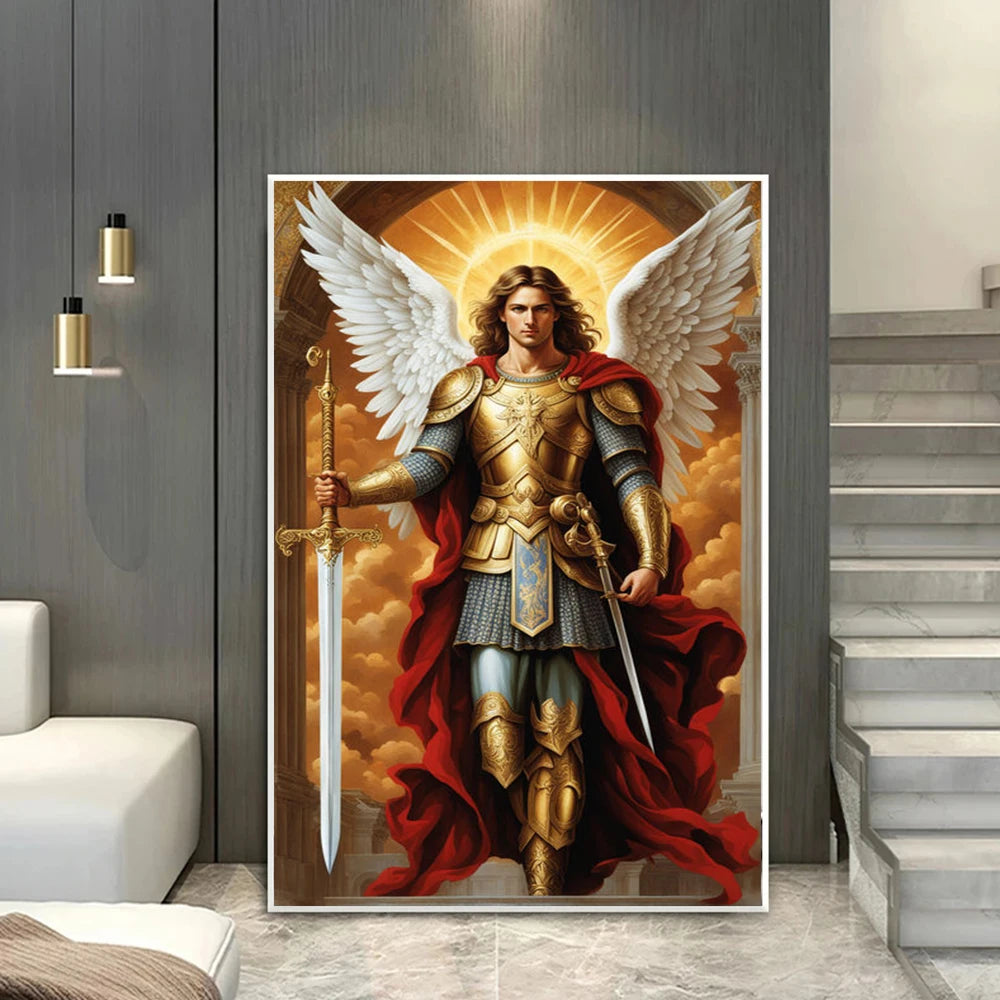 Renaissance Angels Poster Prints For Gallery Living Room Home Decor Archangel Michael With A Sword Canvas Painting Wall Art