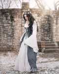 Renaissance Faire 2 piece Full Costume Irish Dress & Long-Sleeved Chemise - XXS/XS / Charcoal