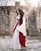 Renaissance Faire 2 piece Full Costume Irish Dress & Long-Sleeved Chemise - XXS/XS / Cranberry