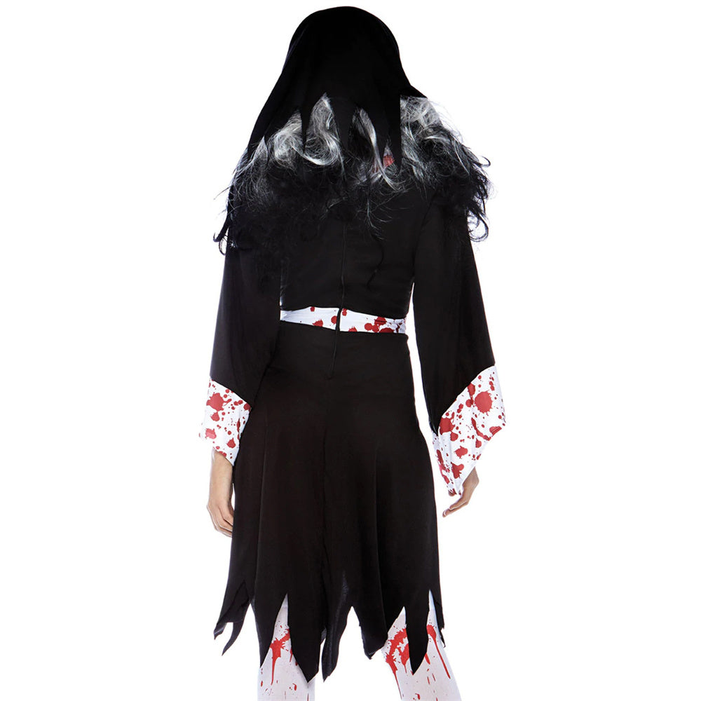 Renaissance Gothic Dress for Women Halloween Costume Off Shoulder Lace Trumpet Sleeve Dresses