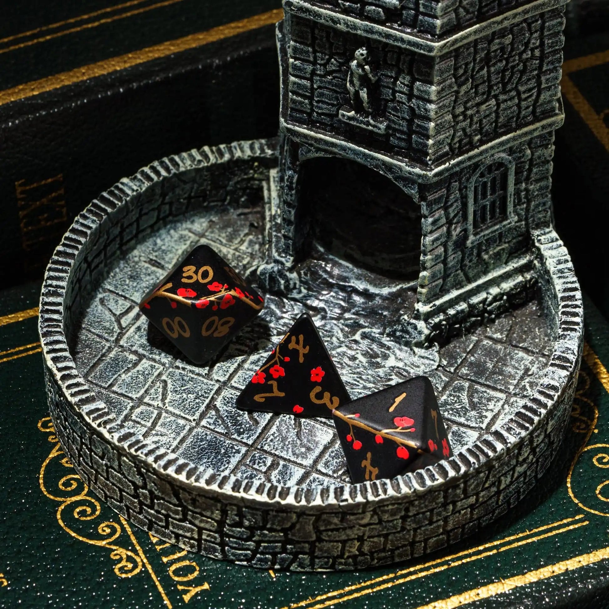 Resin Dice Tower Die Roller Castle Rolling Case City Wall Ancient Tower for DND, Board Game, D&D, RPG, Desktop Decoration