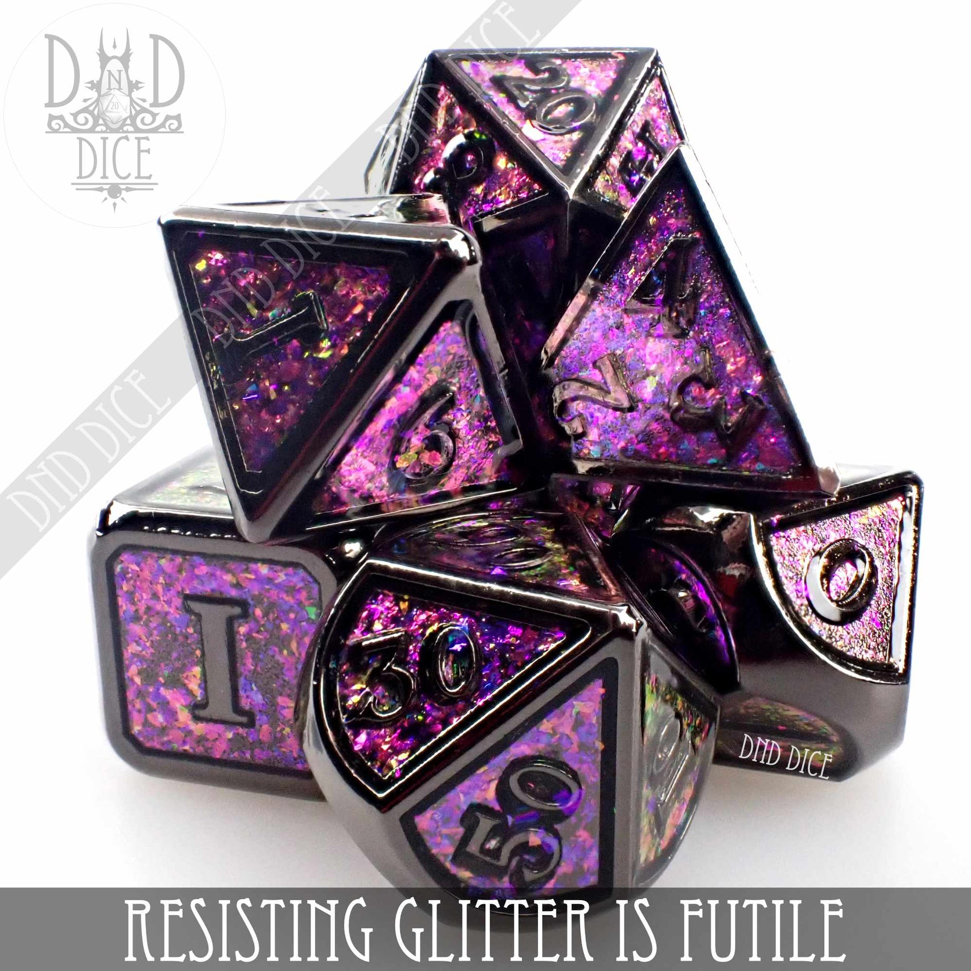 Resisting Glitter is Futile Metal Dice Set