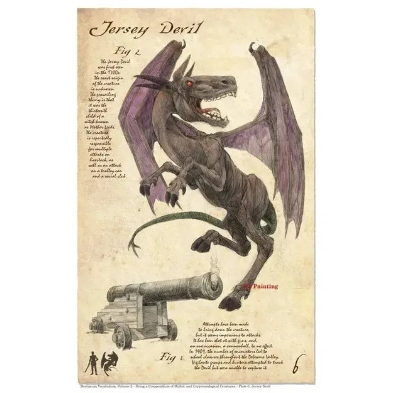 Retro D&D Ancient Mythological Folklore Species Bestiary Monster Animals Poster Wall Pictures Canvas Painting Home Decor Gift