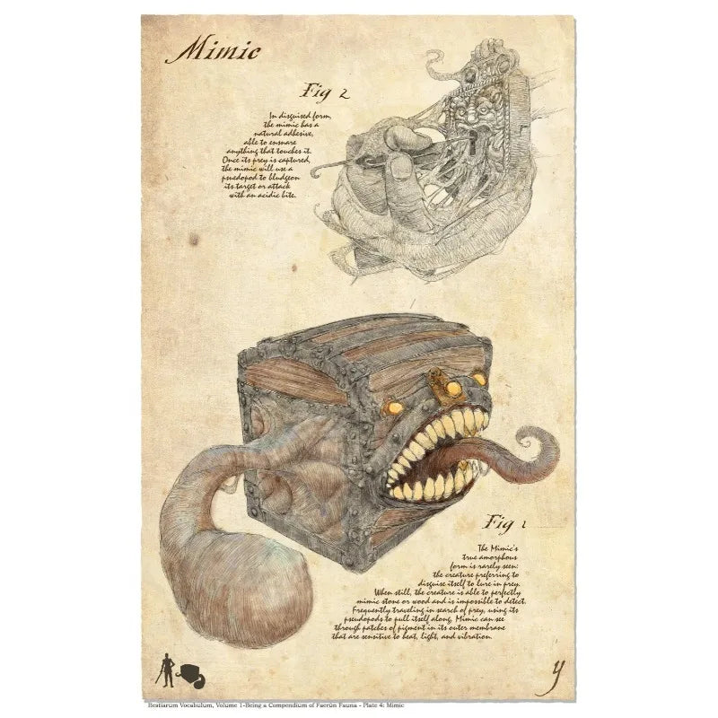 Retro D&D Ancient Mythological Folklore Species Bestiary Monster Animals Poster Wall Pictures Canvas Painting Home Decor Gift