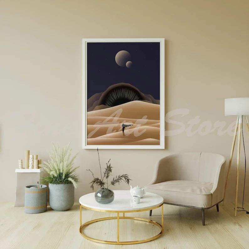 Retro Dune Classic Movie Inspired Poster Mid Century Arrakis Desert Travel Wall Art Pictures Canvas Painting Home Decor Gift