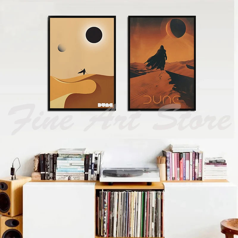 Retro Dune Classic Movie Inspired Poster Mid Century Arrakis Desert Travel Wall Art Pictures Canvas Painting Home Decor Gift