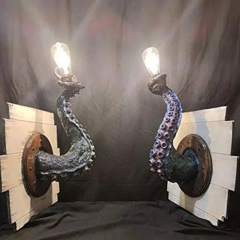 Retro Octopus Electric Light Tentacle Monsters with Bulbs Hanging on Wall Octopus Tentacle lamp Holder статуэтки для декора