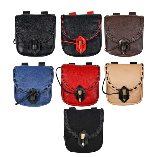 Retro PU Leather Medieval Belt Pouch Big Capacity Durable Cosplay Costume Fanny Pack Purse Costume Accessories