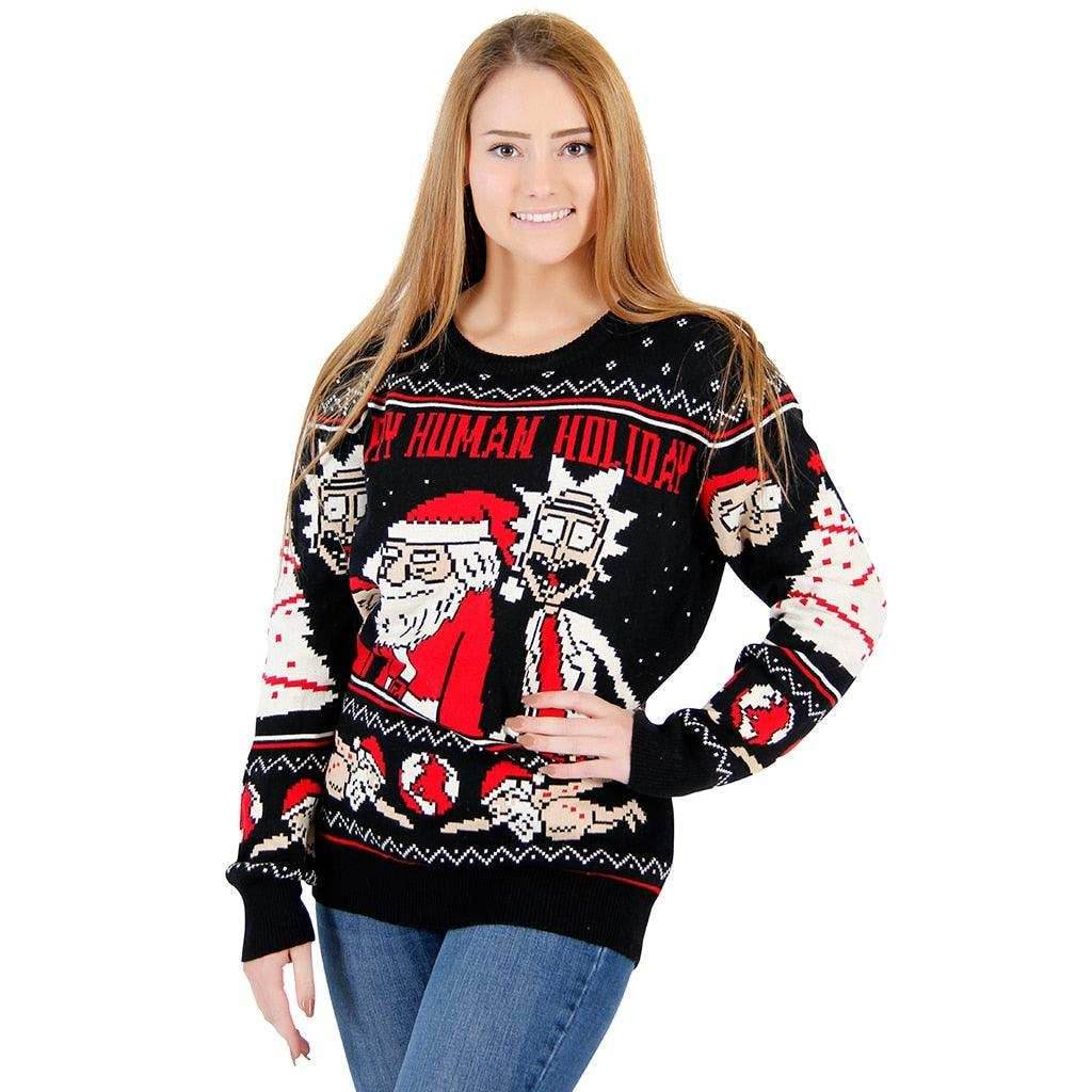 Rick and Morty Exploding Santa Ugly Christmas Sweater - XL