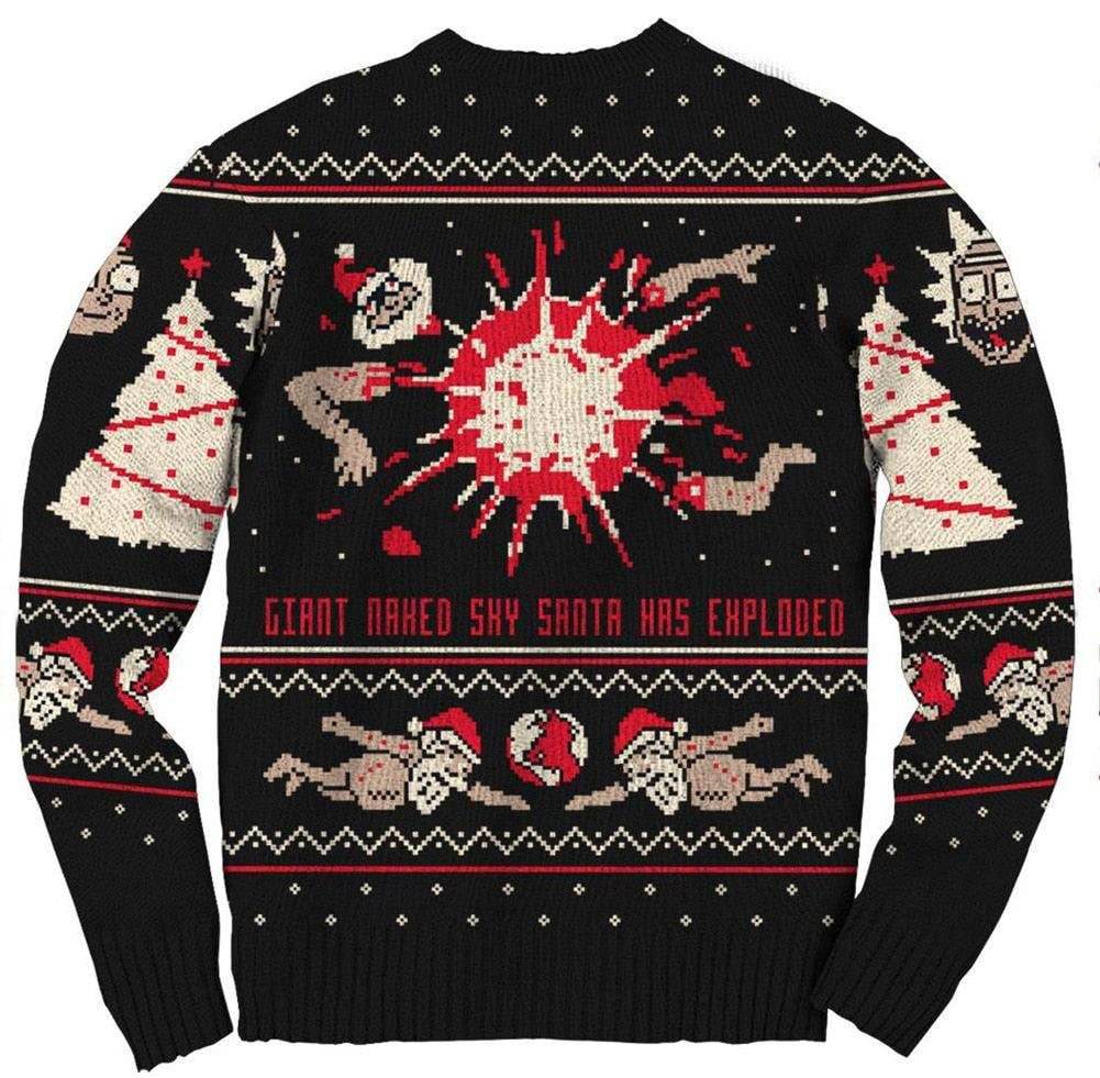 Rick and Morty Exploding Santa Ugly Christmas Sweater - XL