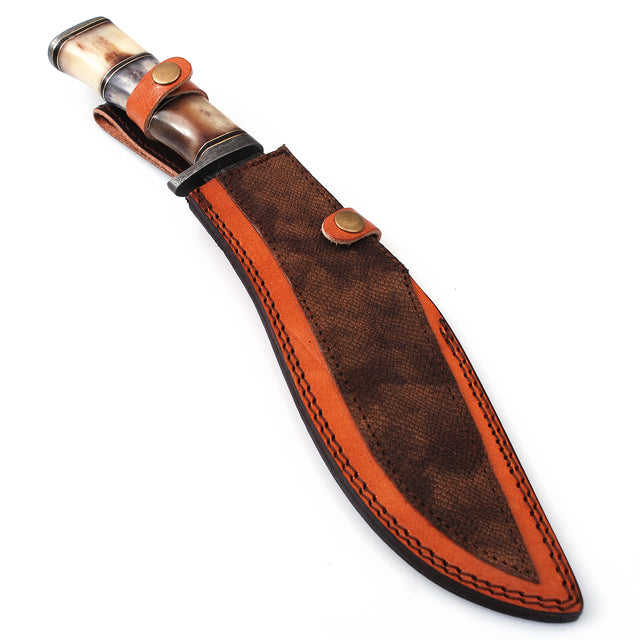 Righteous Victory Damascus Steel Kukri Sawback Machete Hunting Knife With Sheath