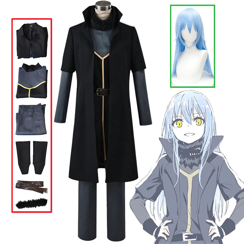 Rimuru Tempest Cosplay Anime That Time I Got Reincarnated as a Slime Costume Halloween Uniform Trench Wig Mask Set