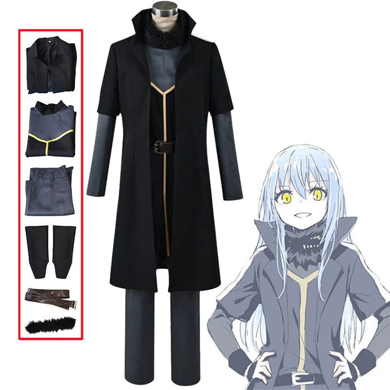 Rimuru Tempest Cosplay Anime That Time I Got Reincarnated as a Slime Costume Halloween Uniform Trench Wig Mask Set