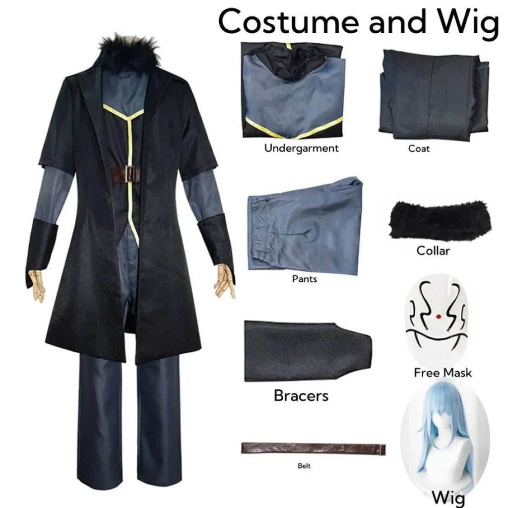 Rimuru Tempest Cosplay Costume – Reincarnated as a Slime Wig & Mask - S / Costume and wig