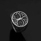 Vikings Yggdrasil and Wolf Paw Stainless Steel Ring - 9
