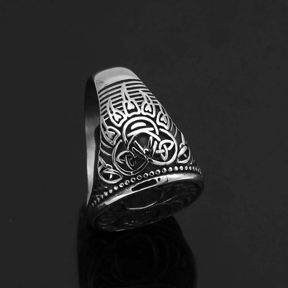 Vikings Yggdrasil and Wolf Paw Stainless Steel Ring - 9