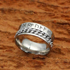 Viking Nordic Runes Solid Stainless Steel Ring - 6 / Steel