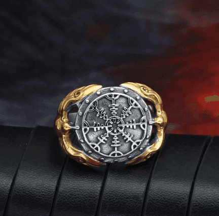 Vikings Raven Runes Stainless Steel Ring - 9
