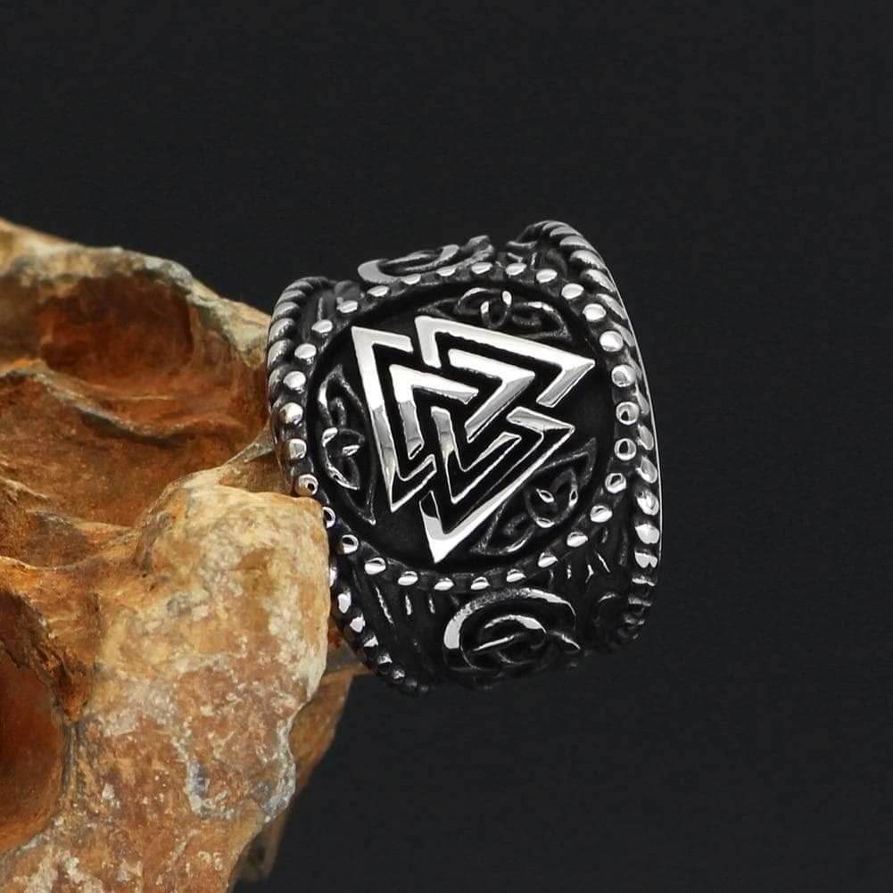 Viking Nordic Valknut Solid Stainless Steel Ring - 9