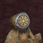 Viking Runic Vegvisir Stainless Steel Ring - 9