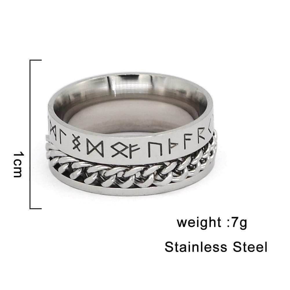 Viking Nordic Runes Solid Stainless Steel Ring - 6 / Steel