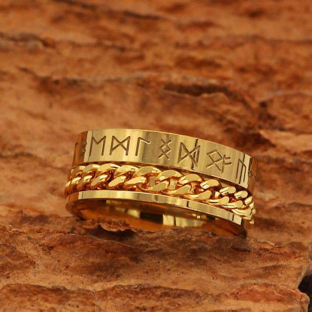 Viking Nordic Runes Solid Stainless Steel Ring - 6 / Steel