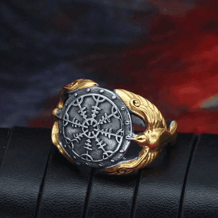 Vikings Raven Runes Stainless Steel Ring - 9