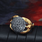 Vikings Raven Runes Stainless Steel Ring - 9