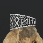 Vikings Runes and Valknut Stainless Steel Ring - 9