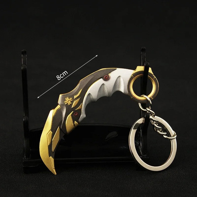 Riot Games Valorant Keychain Karambit AK M4 Samurai Dagger Weapon Model Metal Key Ring Bag Pendant llaveros Jewelry Male Gift