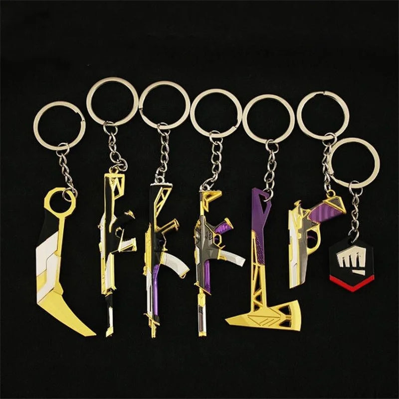 Riot Games Valorant Keychain Karambit AK M4 Samurai Dagger Weapon Model Metal Key Ring Bag Pendant llaveros Jewelry Male Gift