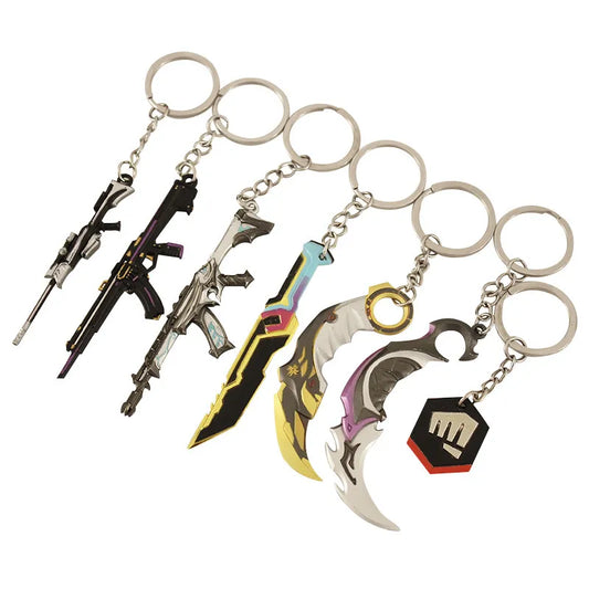 Riot Games Valorant Keychain Karambit AK M4 Samurai Dagger Weapon Model Metal Key Ring Bag Pendant llaveros Jewelry Male Gift