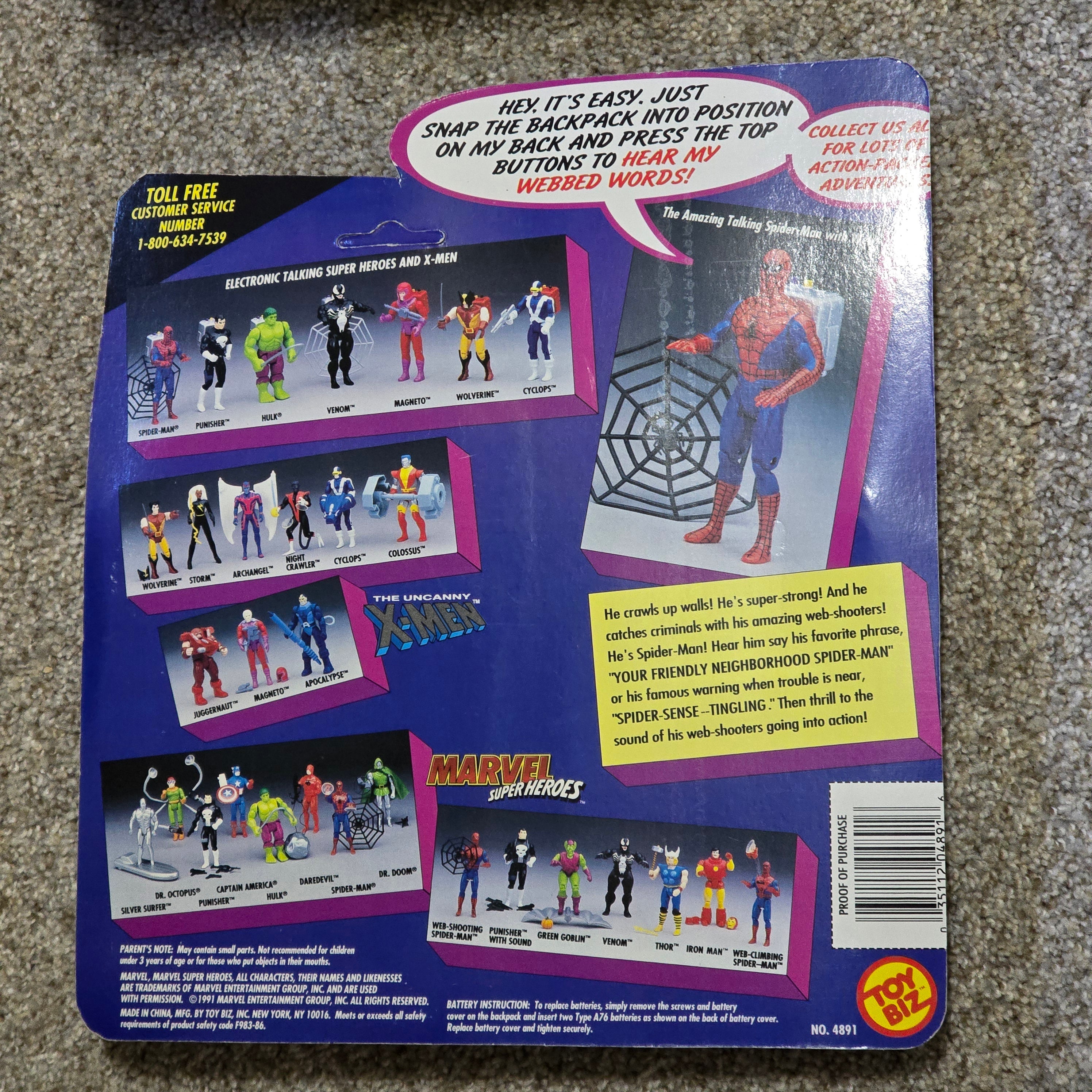 Vintage Talking Spider-Man Toy Biz Marvel Super Heroes Figure WORKING Sealed